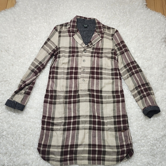 Vintage Roots Plaid Flannel Shirt Dress Xs  Tartan Cozy Tunic - Picture 5 of 15